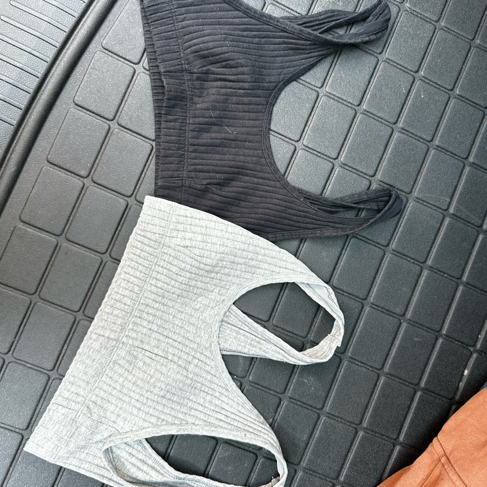 La SENZA Black and Gray Ribbed Bralette Duo